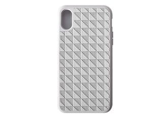 White Color Diamond Pattern Luxury Phone Cases PU Plastic Material Top Grade