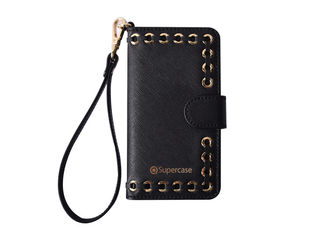 Black Color Leather Mobile Phone Cases , Wallet Leather Phone Case Wifi Charging Compatible