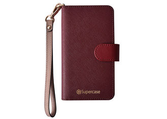 Red Color Wallet Leather Phone Case , iPhone Leather Folio Case Logo Printed