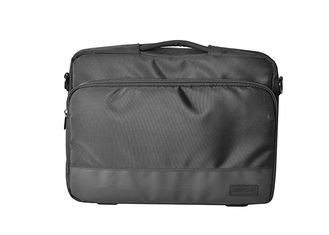 Minimalistic Black Messenger Bag Big Front Pockets Stable Computer Holder