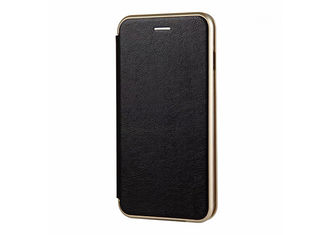 Gold Frame Type Leather Cell Phone Case , Slim Leather Case Plating Color TPU Shell