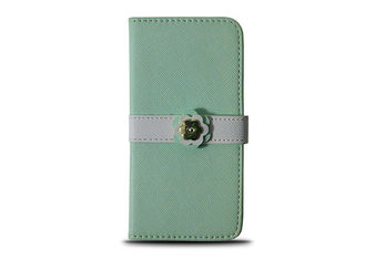 Fashionable Genuine Leather Mobile Cover , Flip Mirror Smartphone Folio Case