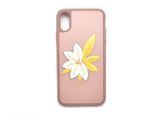 Fashion Luxury Leather Phone Case Leaf Pattern With PC And TPU Over Mold