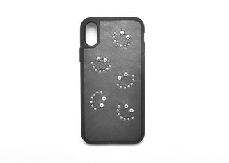 Slim Decorative Leather iPhone Case , Mobile Phone Covers With Glittering Jewels