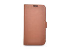 China Simple Brown Leather Folio Phone Case With Rubber Coating Durable PC Shell factory