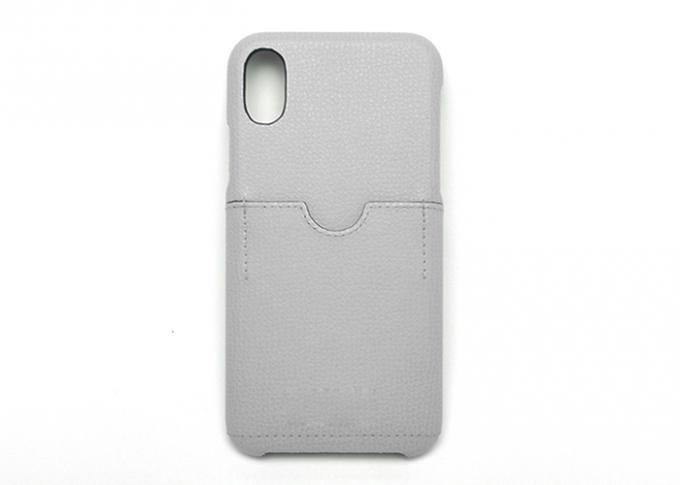 Wrapped Real Leather Phone Cases OEM Logo Printed With Credit Card Pocket