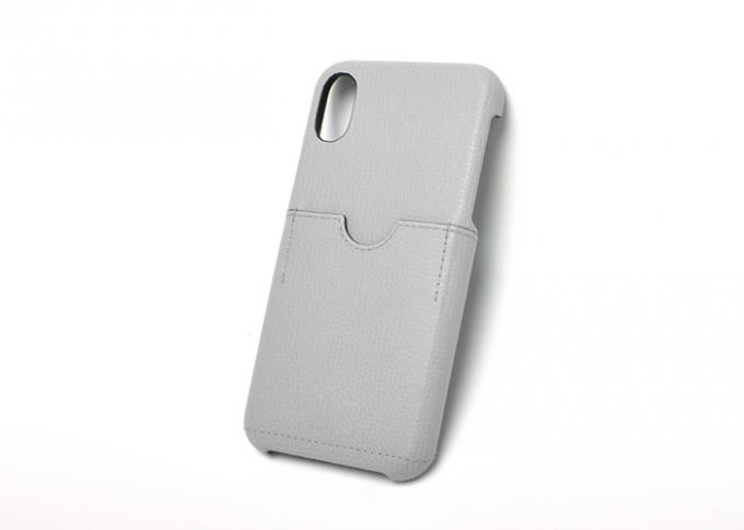 Wrapped Real Leather Phone Cases OEM Logo Printed With Credit Card Pocket