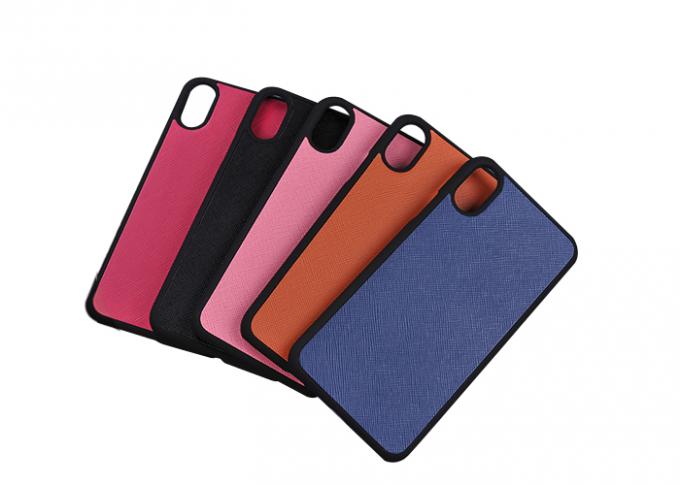 Top Grade PC Inlay Leather Mobile Cover , Genuine Leather Phone Case TPU Excellent Protective