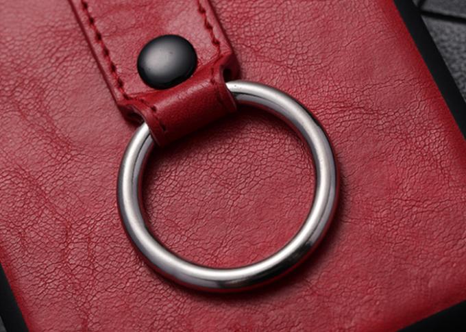 Stand Mode Thin Leather Mobile Phone Cases Shock Resistance With Hand Ring