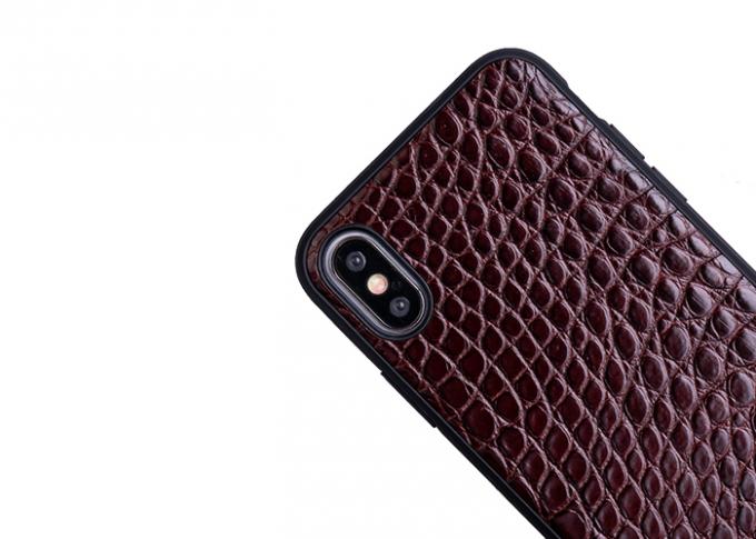 Brown Alligator Texture Leather Phone Cases Durable For iPhone XS / XS Max