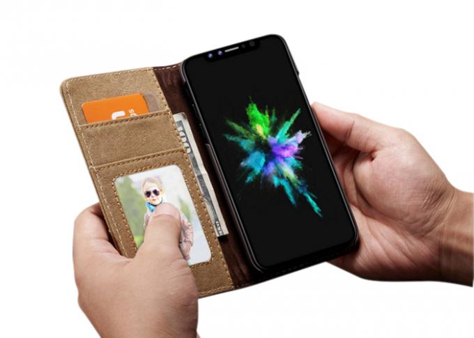 Card Pocket Type Leather Folio Case , Leather Smartphone Case Shockproof