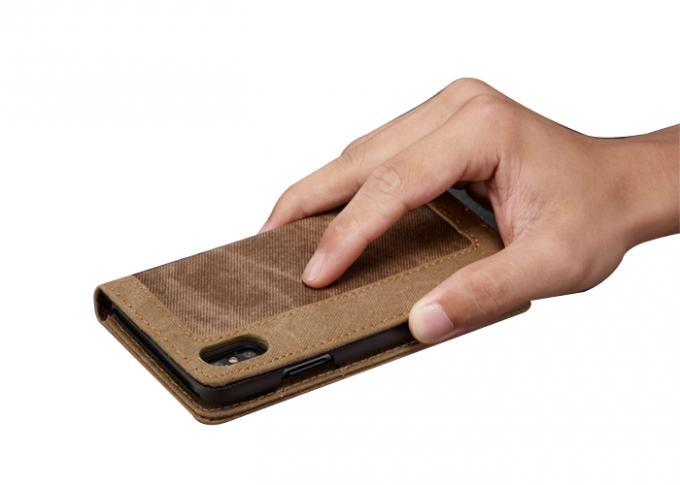 Card Pocket Type Leather Folio Case , Leather Smartphone Case Shockproof