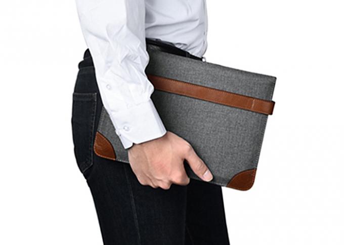 Grey Color Cotton Tablet Sleeve 278*187*30mm Dimension With Two Buttons