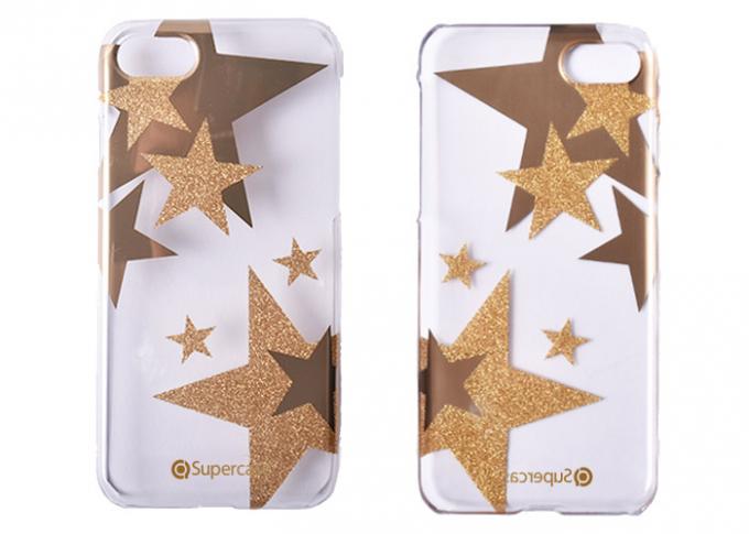 Clear In Mould Labeling Technology Phone Case 100% PC Material With Glister Star