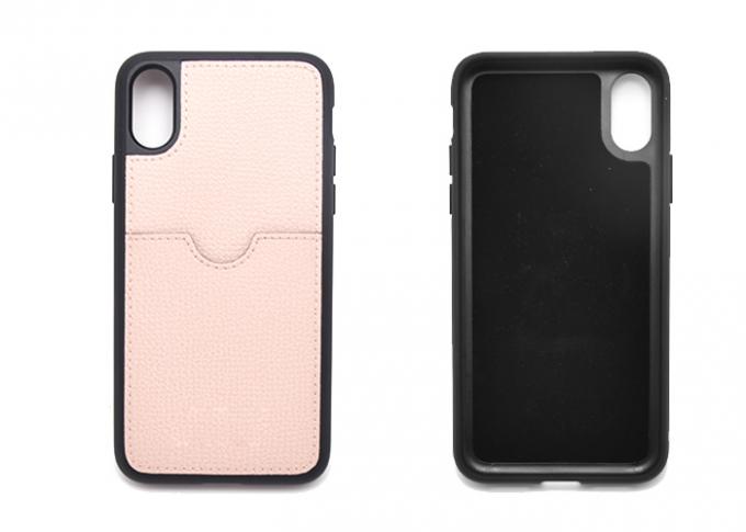 Overmold PC / TPU Leather Phone Cover , Custom Phone Cases High End Leather