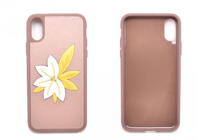 Fashion Luxury Leather Phone Case Leaf Pattern With PC And TPU Over Mold