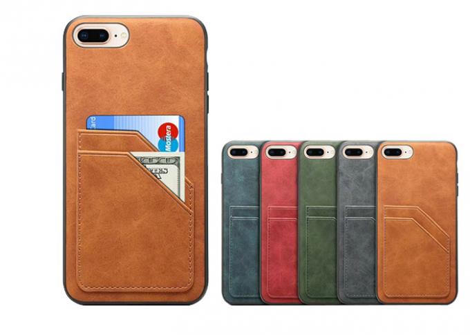 Slim Leather Phone Cases Genuine Leather Or PU Material With Two Card Slots